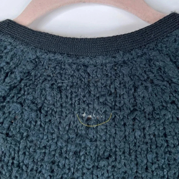 Rag & Bone Textured Knubby Knit Cardigan Black Zip Up Cotton Wool V Neck XS - Picture 7 of 12